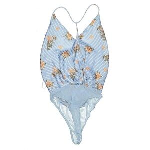 Astr the label • Floral Blue Cami Deep V Neck Bodysuit